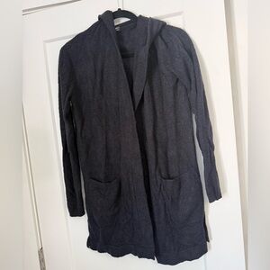 Barefoot Dreams long black cardigan with hood & pockets Size XS/S soft Cardigan